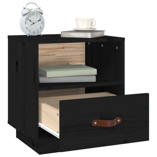 Bedside Cabinets 2 pcs Black 40x34x45 cm Solid Wood Pine vidaXL - Picture 5 of 10