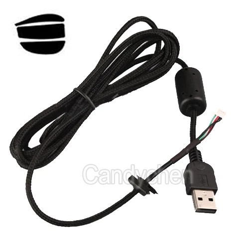 Mouse Mice USB Nylon Braided Cable Line Wire & Feet Skate For Logitech G9 G9X