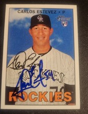 Carlos Estevez Autograph Signed 2016 Topps Heritage RC Colorado Rockies