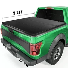 5.2FT Hard Fold 3-Fold Truck Bed Tonneau Cover For 2016-24 Toyota Tacoma W/ Lamp
