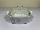 Corning Ware Shadow Iris Casserole Dish 1.5 Liter A-1 1/2-B & Pyrex Lid Vintage
