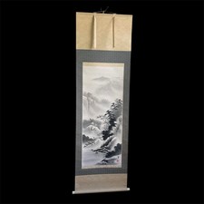 Giapponese Vecchio Appendino Scorrere Kakejiku Sansui Paesaggio Ink Pittura Box