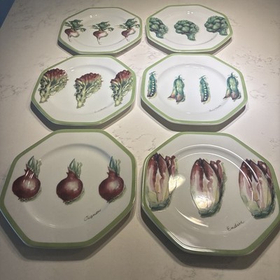 Williams Sonoma Vegetable Garden 8 Inch Plates Set Of 6
