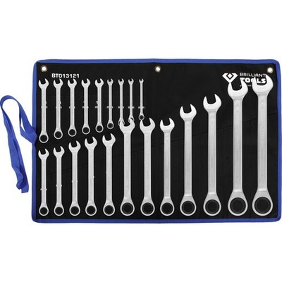 Brilliant Tools Ratcheting Ring Spanner Set 21pc, 6-32mm Ring Ratcheting Wrench
