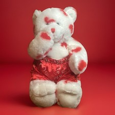 Build A Bear Valentine's Day Hearts Plush Bear White with Red Hearts With Shorts