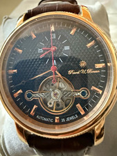 Raoul U. Braun Herren Automatik 35 Jewels schwarz braun Leder Sichtboden 5 …