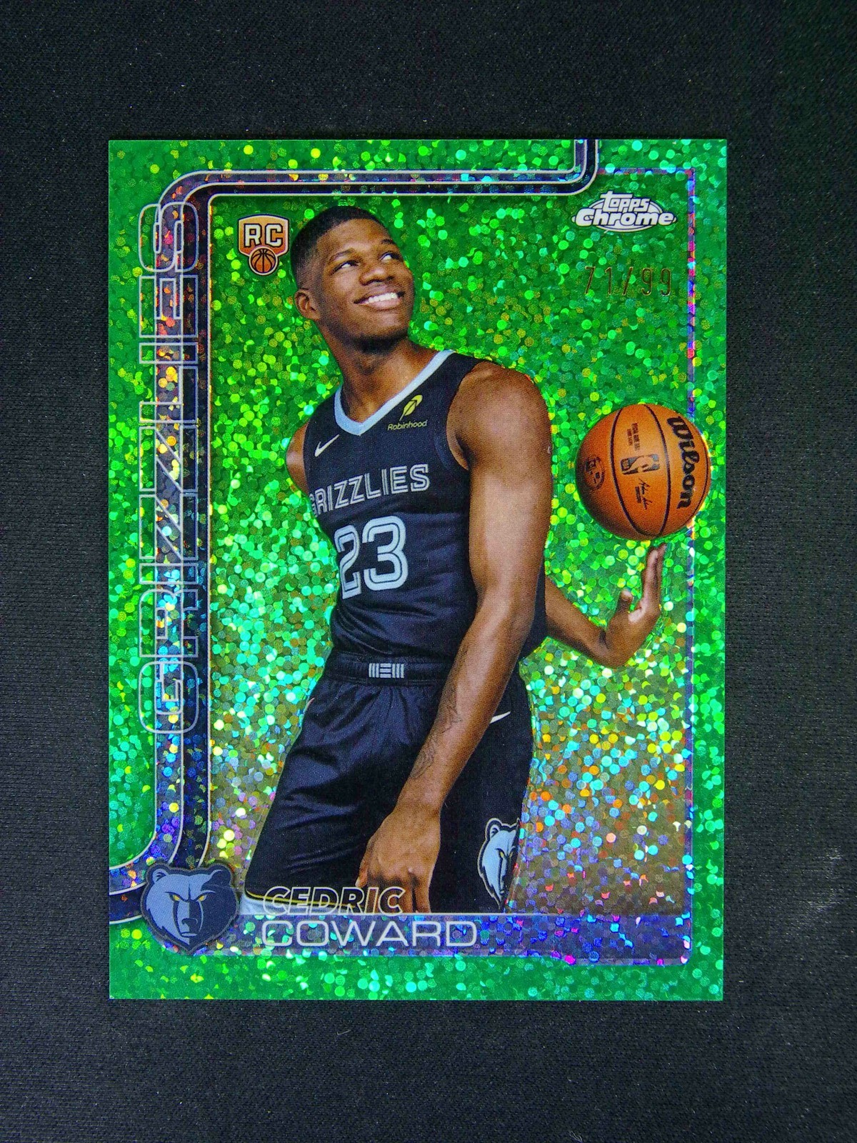 2025-26 Topps Chrome Cedric Coward #261 RC variation Image Green Sparkle /99