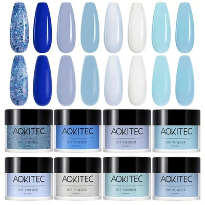 Aokitec 8 Colors Dip Powder Kit, Nail Dipping Powder French Powder Pro
