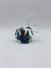 Angel Fish Hand Blown Murano Style Figurine Aquarium Paperweight Art Glass 4.5"