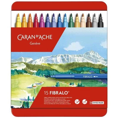 [185.315] CARAN D'ACHE Feutre FIBRALO, boîte métal de 15 - Photo 1/2