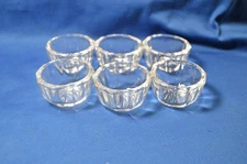 Vintage Set Of 6 Clear Glass Salt Cellars/Dips Paneled Round Starburst Bottom