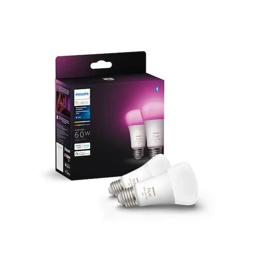Philips Hue 548610 CFH Smart Light A19 Bulbs - 60W, Multicolor, Pack of 2