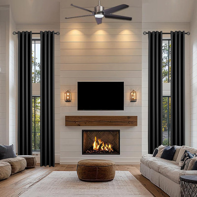 132'' Blackout Curtain Extra Long 52x132 Triple Weave Soundproof High Ceiling