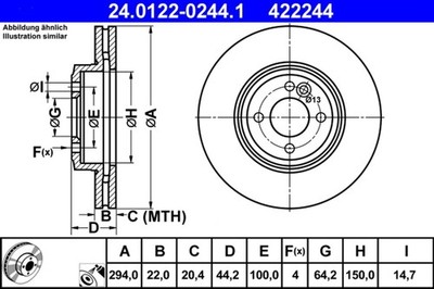 2x ATE Bremsscheibe 24.0122-0244.1 für MINI R53 R50 R52 Cooper Works