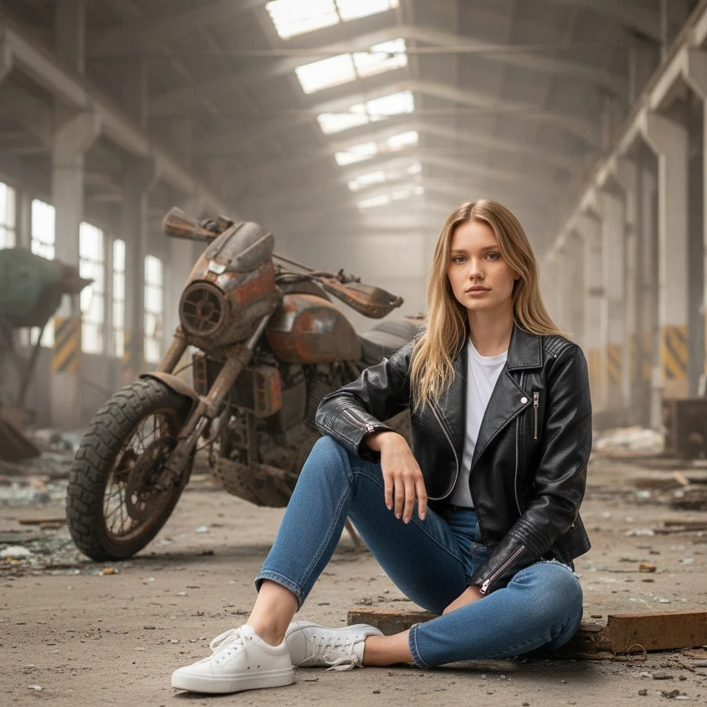 Biker Jacket Women's Black Faux Leather Coat Zip Front Stand Up Collar Pockets
Opens in a new window