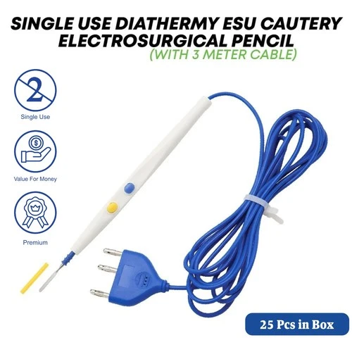 Diathermy ESU Cautery Electrosurgical Pencil with Blade Electrode Box of 25 Pcs - product listing photo