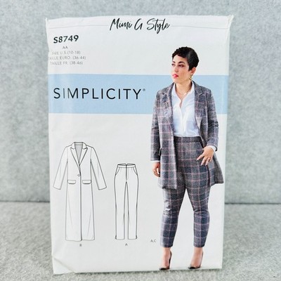 Simplicity 8749 Coat Jacket and Fitted Pants Misses Size 10 18 Pattern Mimi G