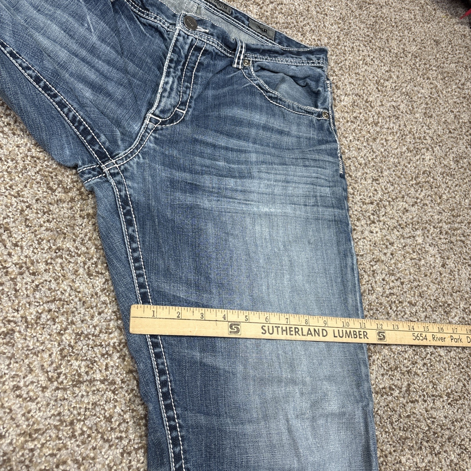 Men's BKE Tyler Straight Leg 36 R Denim Jeans 34x31 Frayed Hems - View 12