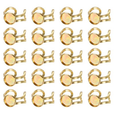 20Pcs 10mm Stainless Steel Flat Round Adjustable Finger Ring Base, Golden