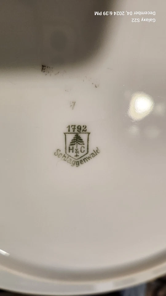 Platos de cena Schggenwald vintage 1792 blancos con adornos dorados 9,75" Foto 3 de 3