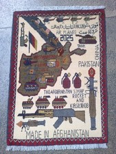 hand made afghan war rugs, drone, kalashankove ak47 size 83cmx65cm