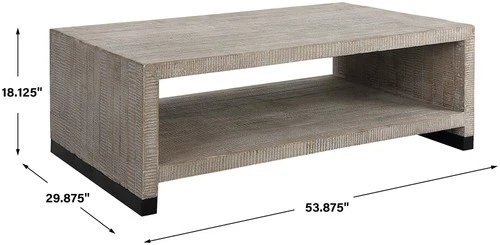 Uttermost 25285 Bosk 54"W Steel and Wood Table - Aged Black / White Wash - Picture 5 of 5