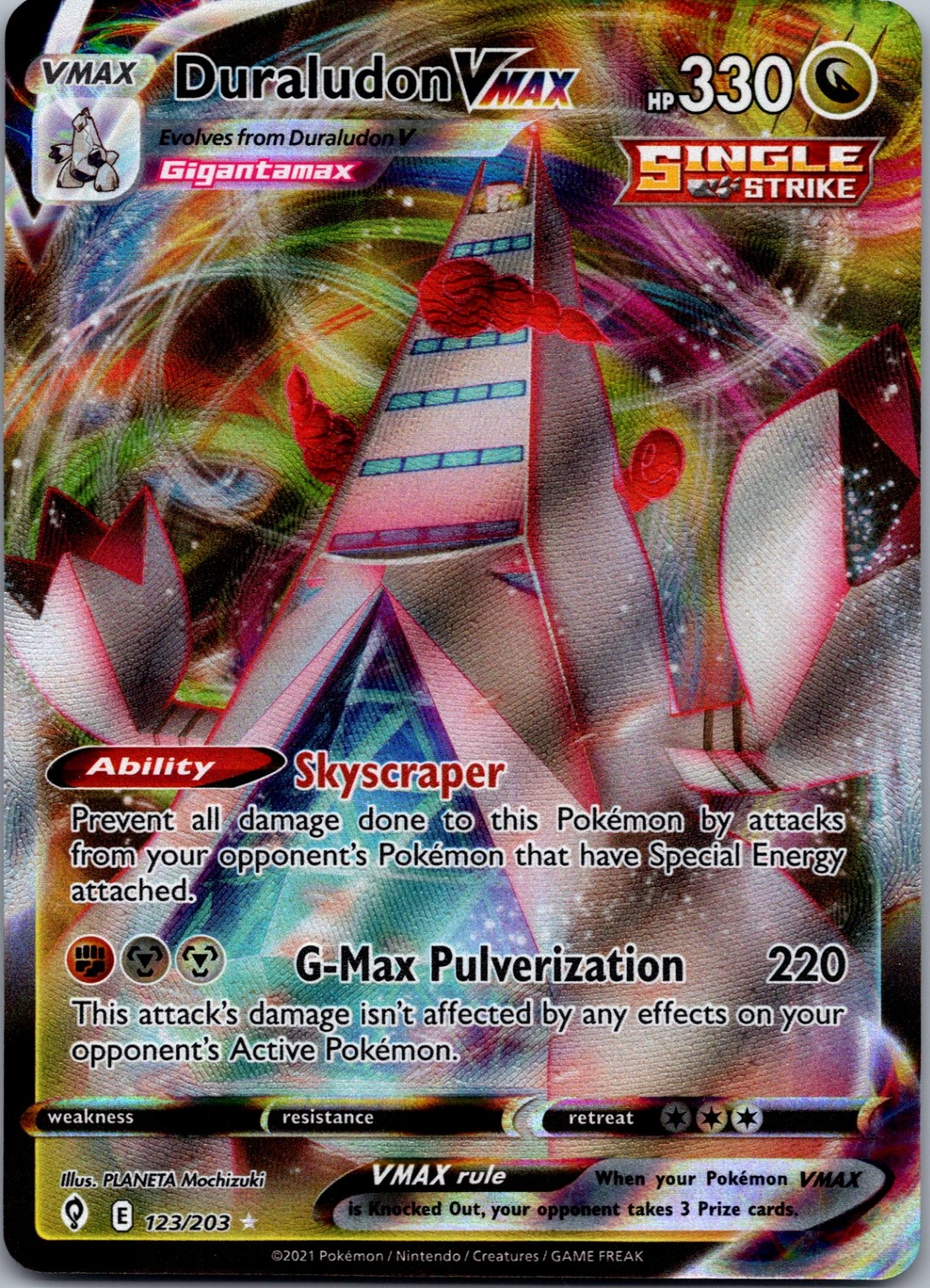 Duraludon VMAX 123/203 Pokemon TCG SWSH07: Evolving Skies Ultra Rare NM