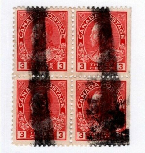 Admiral Block 4 Postage Stamps Canada 109 Used KGV Early Plate King George V