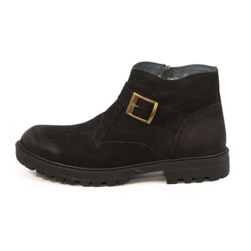 Botas para hombre Elegantes Siena de cuero negro forradas de piel sintética clima frío - Imagen 12 de 18