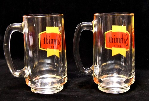 2 MATCHING SCHMIDT BEER GLASS MUGS ADVERTISING - Picture 3 of 5