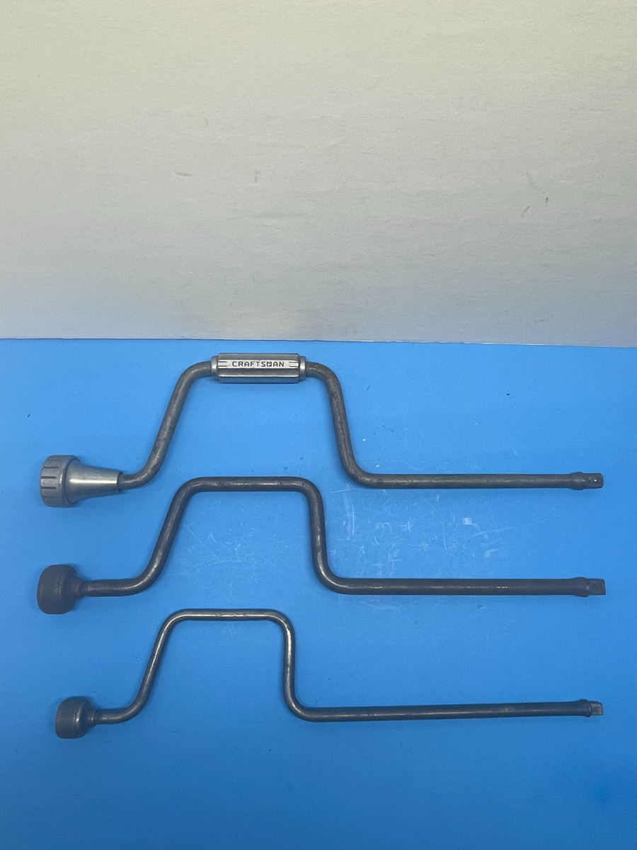 Set of 3 Vintage 18in Drive Socket Speed Hand Crank Spinner Wrench