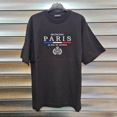 Balenciaga Paris Flag Short Sleeved T-Shirt Black - Medium NEW