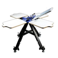 TECHTONGDA Height Adjust 1 Color 4 Station Single Rotating Screen Printing Press