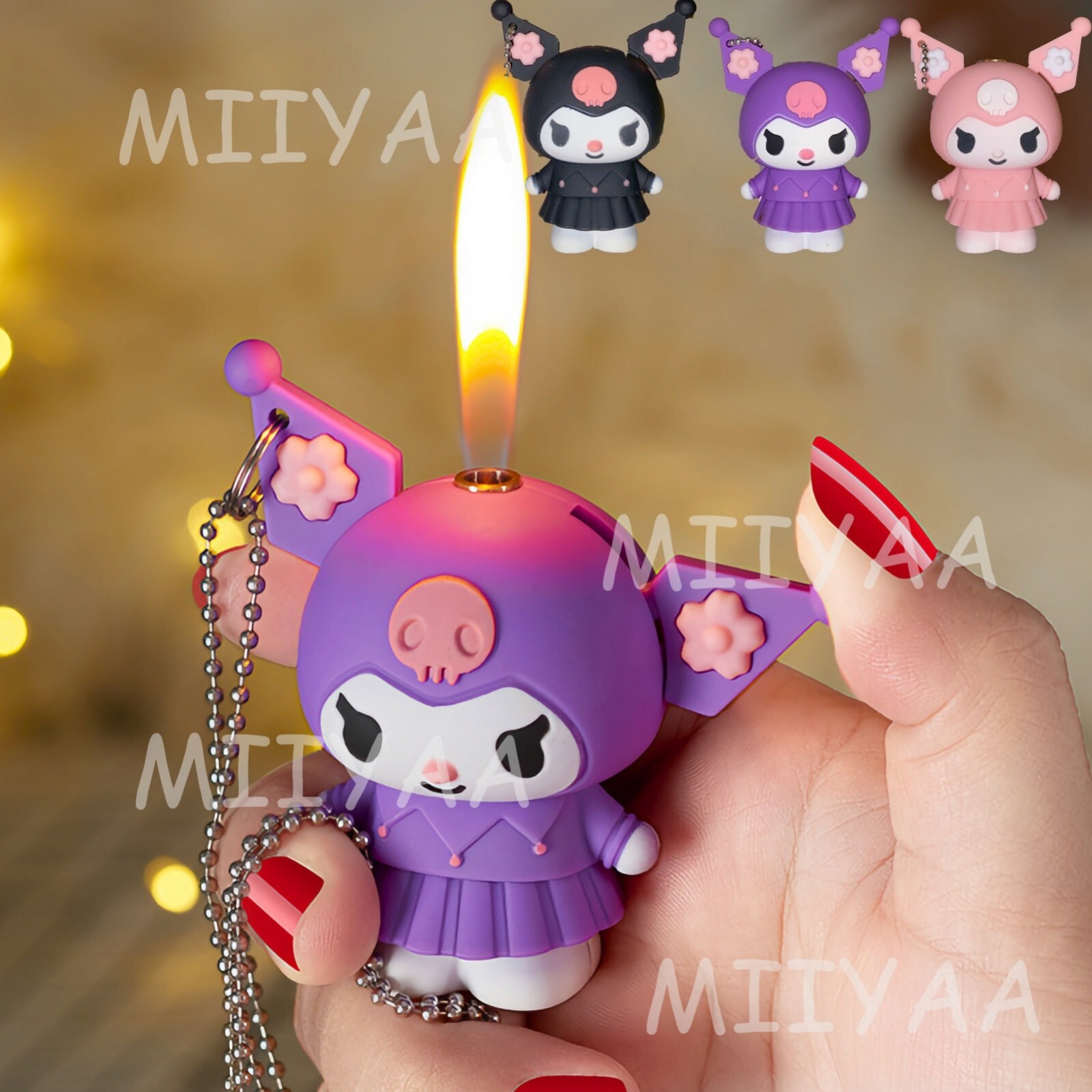 - Kawaii Cool Cute Anime Lighter And Keychain Set  Gift For Girl