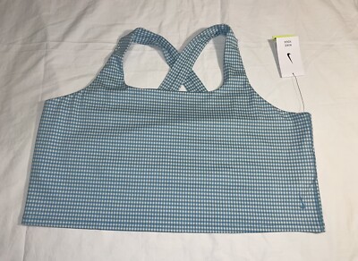 NWT-Nike Yoga Womens Cropped Gingham Tank Plus Size 3X Cerulean/Black
