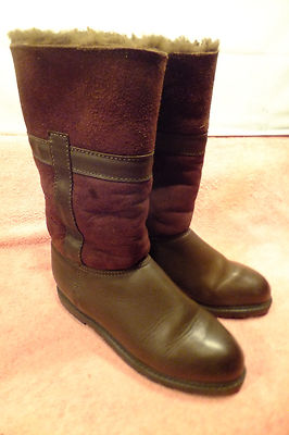  Cougar Brown Suede Leather/Sheepskin Top Mid-Calf  Women's Boots Sz 6.5M Canada