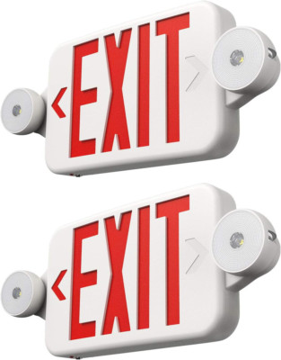 2 Pack Emergency Exit Sign with Adjustable LED Lights and Battery Backup