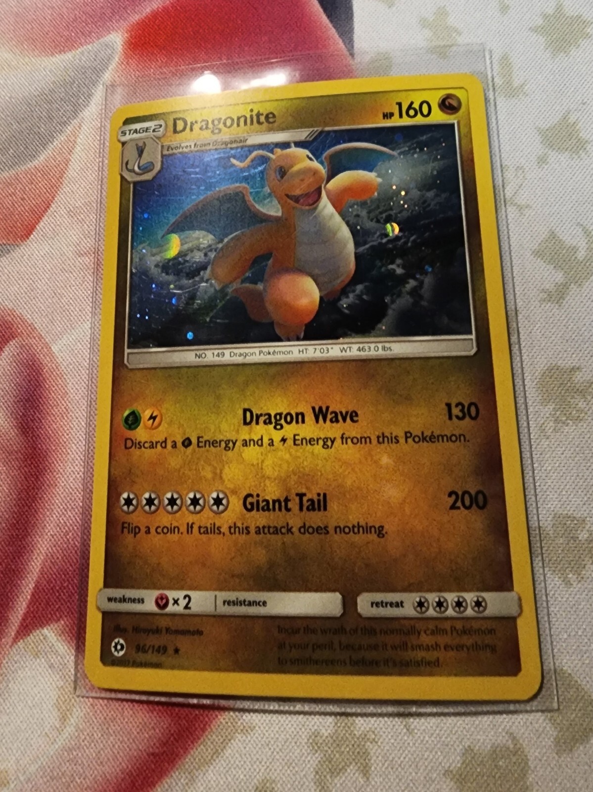 Pokemon Card TCG - Dragonite 96/149 Cosmos Holo Exclusive Sun & Moon Near Mint