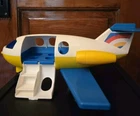Vtg 1980 FISHER-PRICE Quaker Oats Little People Blue Yellow NoPull Airplane 2360