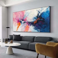 Wall Art Paintings Hand Painted Abstract Oil Painting On Canvas pink Blue