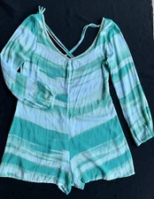 Khush Romper Size L. Beach Vibes Blue-Green. Beaded. Softest Ever!