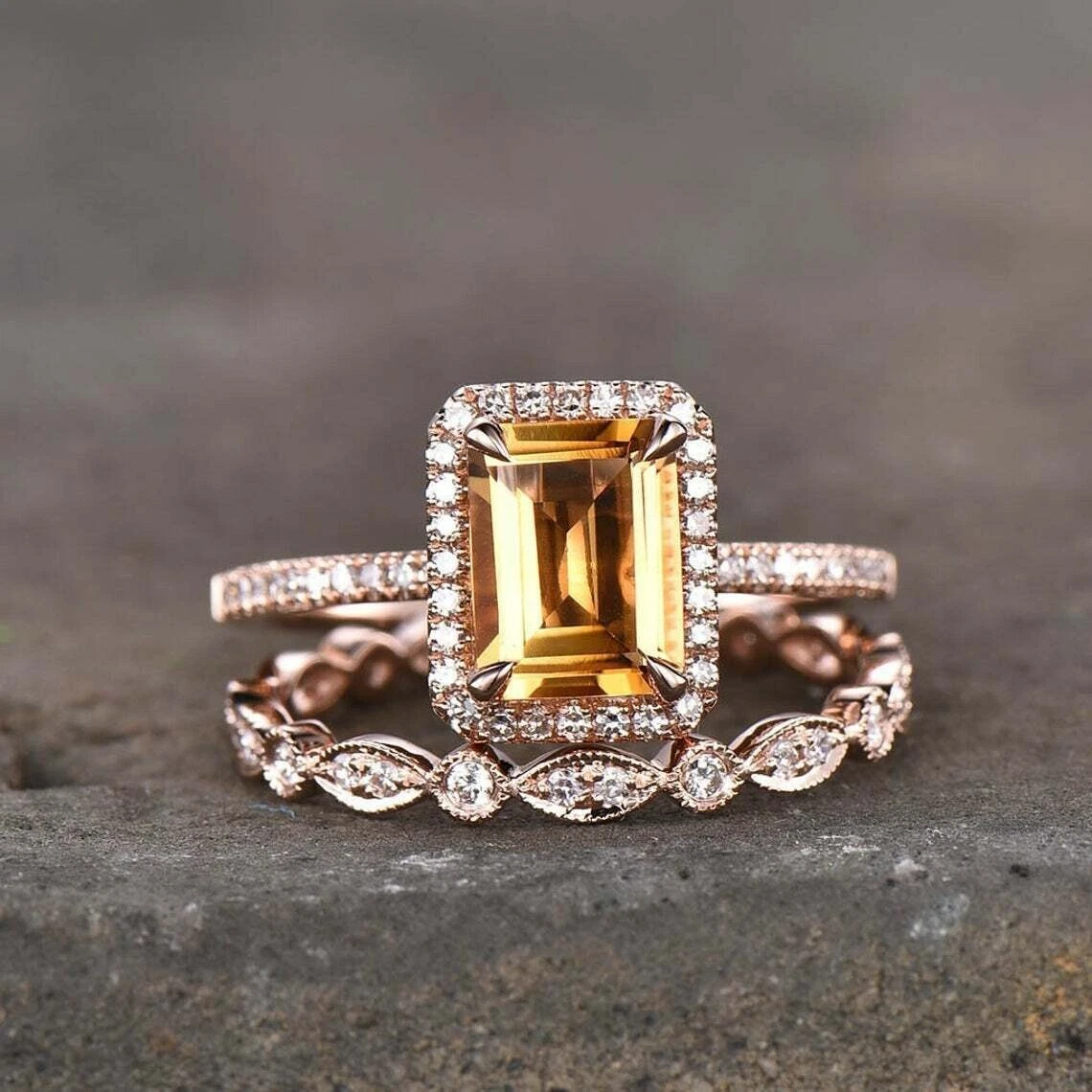 Rose gold citrine engagement ring sale