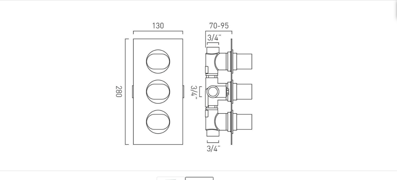 VADO LIFE 3 HANDLE 2 OUTLET THERMOSTATIC SHOWER VALVE + COMPLETE SHOWER