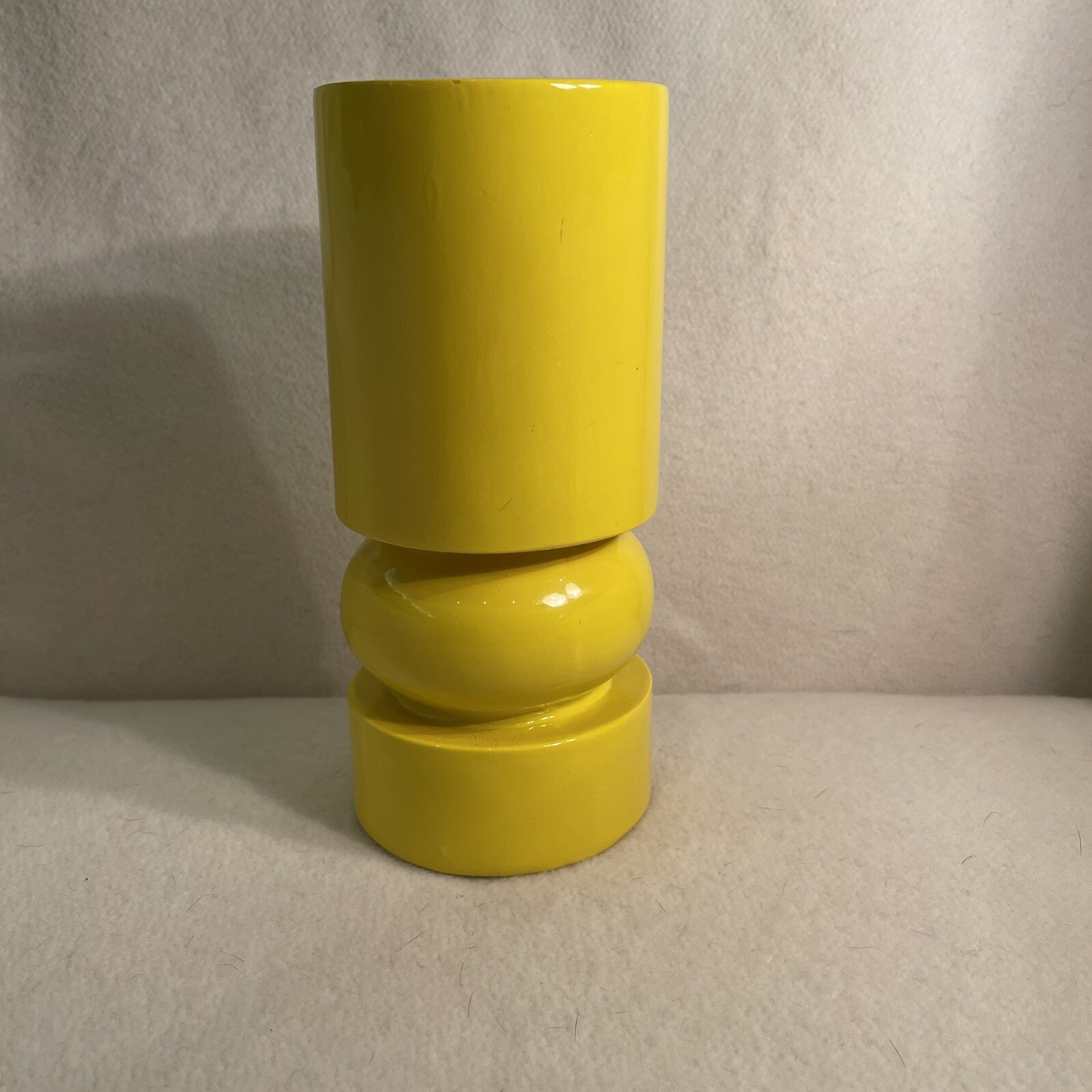 Three Hands Glossy Yellow 8&rdquo; Pillar Candle Holder