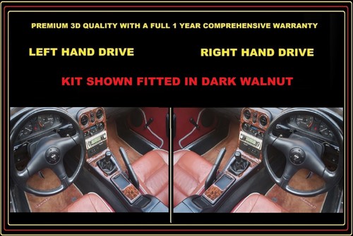 Mazda MX5 MK1 & Eunos 1989-1998 Gloss Black Walnut Wood Silver Carbon Dash Kit - Picture 4 of 14