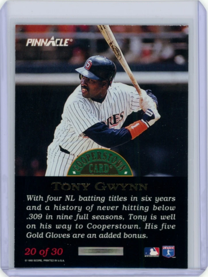 Tony Gwynn 1993 Pinnacle Cooperstown FX Dufex #20 Print Run 1000 Foto 2 de 2