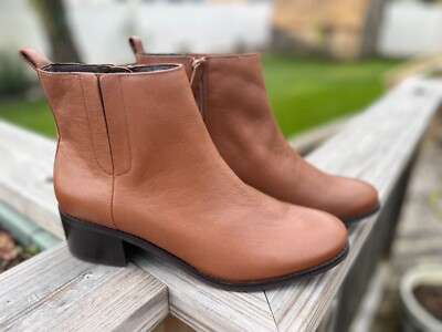 COLE HAAN Womens Brown Addie Almond Toe Block Heel Leather Ankle