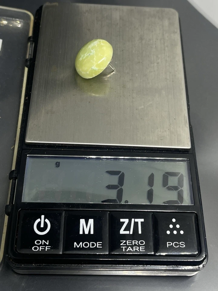 DTR Jay King Green Ish Serpentine Stone Round Button Stud 0.75” Earrings - Image 4 of 4