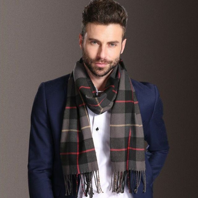 Plaid Shawls For Men Fashion Winter Scarf Cashmere Casual Wear Warm ...