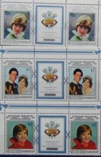 Aitutaki 1982 - Princess Diana 21st Birthday - Set of 3 in Gutter Pairs - MNH